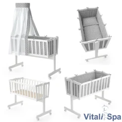 VITALISPA Wiege NOAH Schaukelwiege Babywiege Holz Weiß Grau Bett Set Buche -Babyfreude Deutschland Verkaufs-Shop 00e1b62e2ae5bd89b05ddc04f038cab3