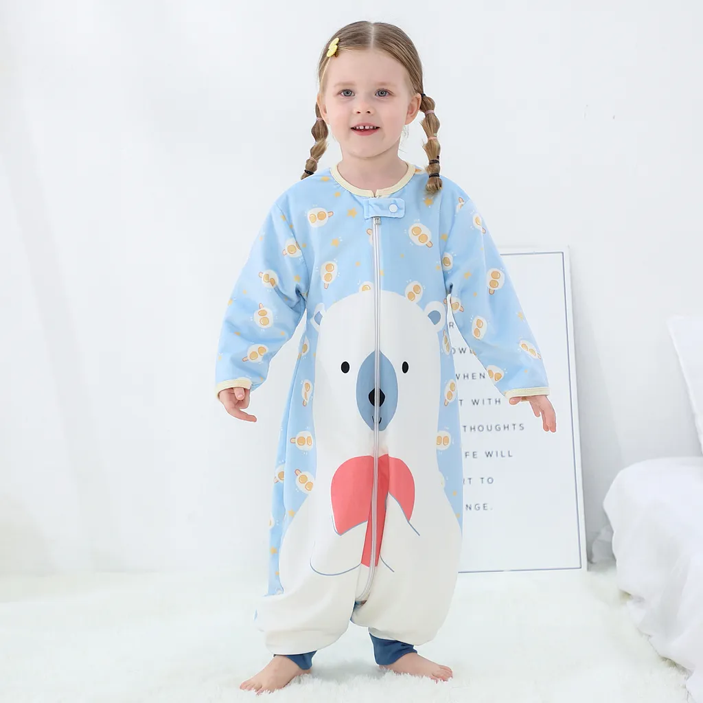 Topchances Baby Schlafsack Neugeboren Winter Leichter Langarm Kinderschlafsack Flanell Cartoon Schlafsack Mit Beinen Outdoor Camping Jungen Mädchen 1-7 Jahre Alt,Hellblau,L 2 Topchances Baby Schlafsack Neugeboren Winter Leichter Langarm Kinderschlafsack Flanell Cartoon Schlafsack Mit Beinen Outdoor Camping Jungen Mädchen 1-7 Jahre Alt,Hellblau,L – Bild 2