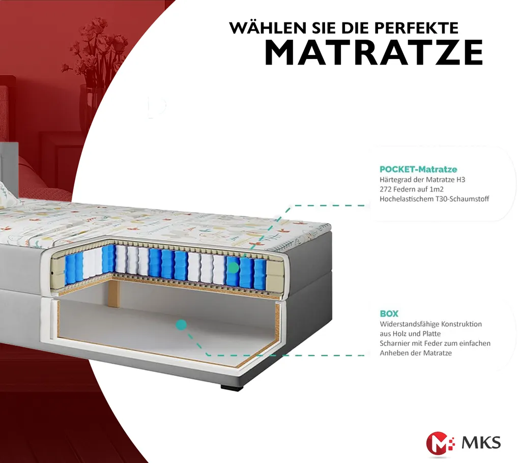 Bett Maja 3 Kinderbett Boxspringbett - Jugendbett Einzelbett Links - Grau 90 X 200 Cm 6 Bett Maja 3 Kinderbett Boxspringbett - Jugendbett Einzelbett Links - Grau 90 X 200 Cm – Bild 6