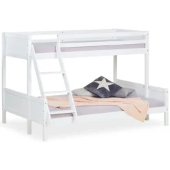 Homestyle4u 1898, Kinderbett Etagenbett 90x200 Und 140x200 Jugendbett Hochbett Weiß Holz