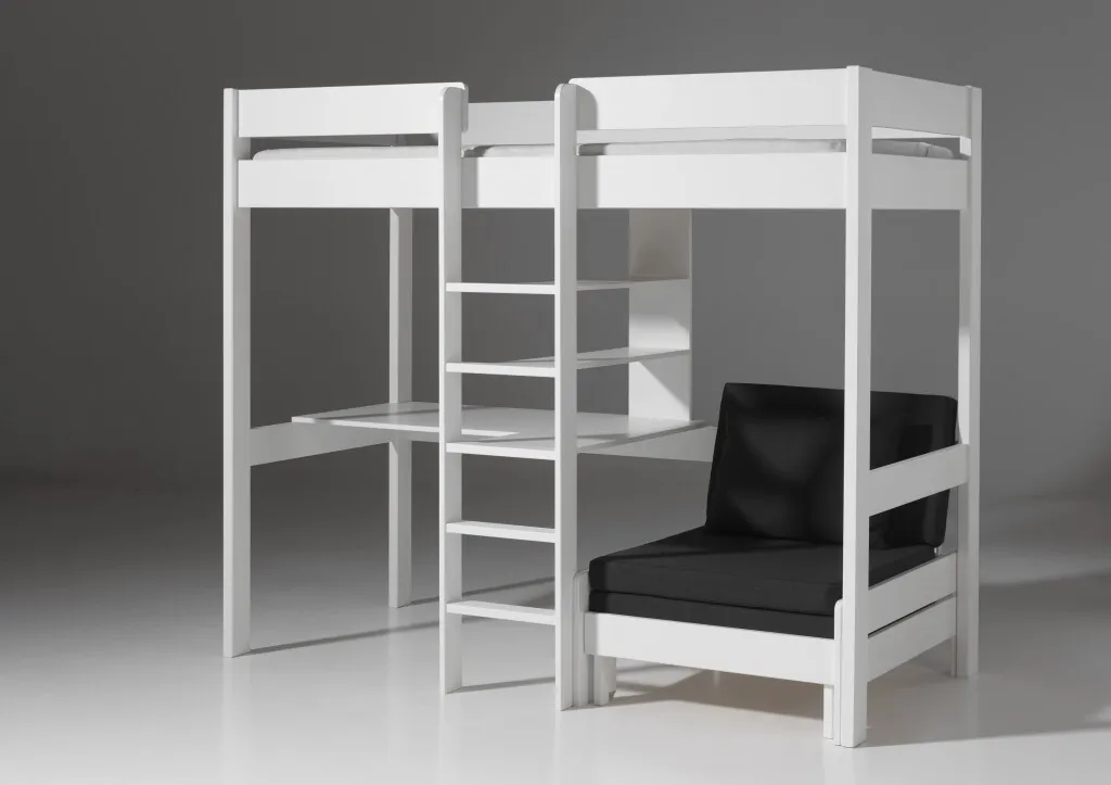 Vipack Hochbett Pino Mit Schreibplatte Und Sesselbett - Kiefer Massiv Weiß Lackiert, Maße: 208 Cm X 175 Cm X 206 Cm; PIOLZB14 4 Vipack Hochbett Pino Mit Schreibplatte Und Sesselbett - Kiefer Massiv Weiß Lackiert, Maße: 208 Cm X 175 Cm X 206 Cm; PIOLZB14 – Bild 4