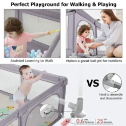 Dripex Laufstall Baby Laufgitter Absperrgitter Mit Atmungsaktivem Netz 150x200cm Schutzgitter Krabbelgitter Für Kinder, Große Sicherheitsspielplatz, Dunkel Grau -Babyfreude Deutschland Verkaufs-Shop 06179b8699c79d334398d06b6e5b1103