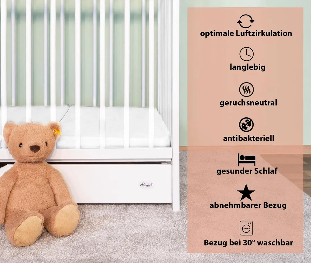 Alcube® Reisebett Matratze 60 X 120 X 5 Cm TO-GO Klappmatratze – Für Ein Baby Reisebett Oder Gästematratze Inkl. Matratzenhülle Weiß 5 Alcube® Reisebett Matratze 60 X 120 X 5 Cm TO-GO Klappmatratze – Für Ein Baby Reisebett Oder Gästematratze Inkl. Matratzenhülle Weiß – Bild 5