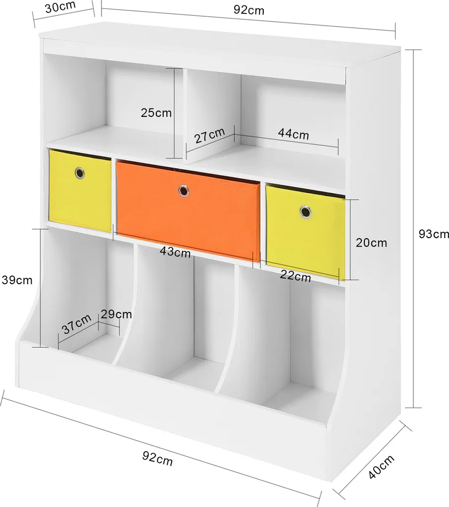 SoBuy KMB26-W Kinder Bücherregal Kinderregal Mit 5 Ablagefächern Und 3 Stoffboxen Spielzeugregal Aufbewahrungsregal Für Kinder Spielzeug-Organizer Weiß 4 SoBuy KMB26-W Kinder Bücherregal Kinderregal Mit 5 Ablagefächern Und 3 Stoffboxen Spielzeugregal Aufbewahrungsregal Für Kinder Spielzeug-Organizer Weiß – Bild 4