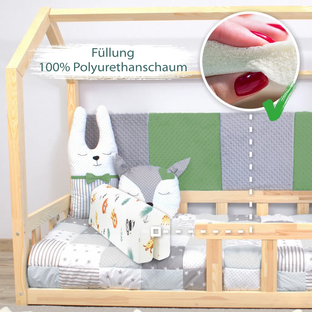 Bettkantenschutz Für Kinderbetten 90 Cm - Schutz Für Bettrahmen Kantenschutz Kinder Babybett Baumwolle Safari 5 Bettkantenschutz Für Kinderbetten 90 Cm - Schutz Für Bettrahmen Kantenschutz Kinder Babybett Baumwolle Safari – Bild 5