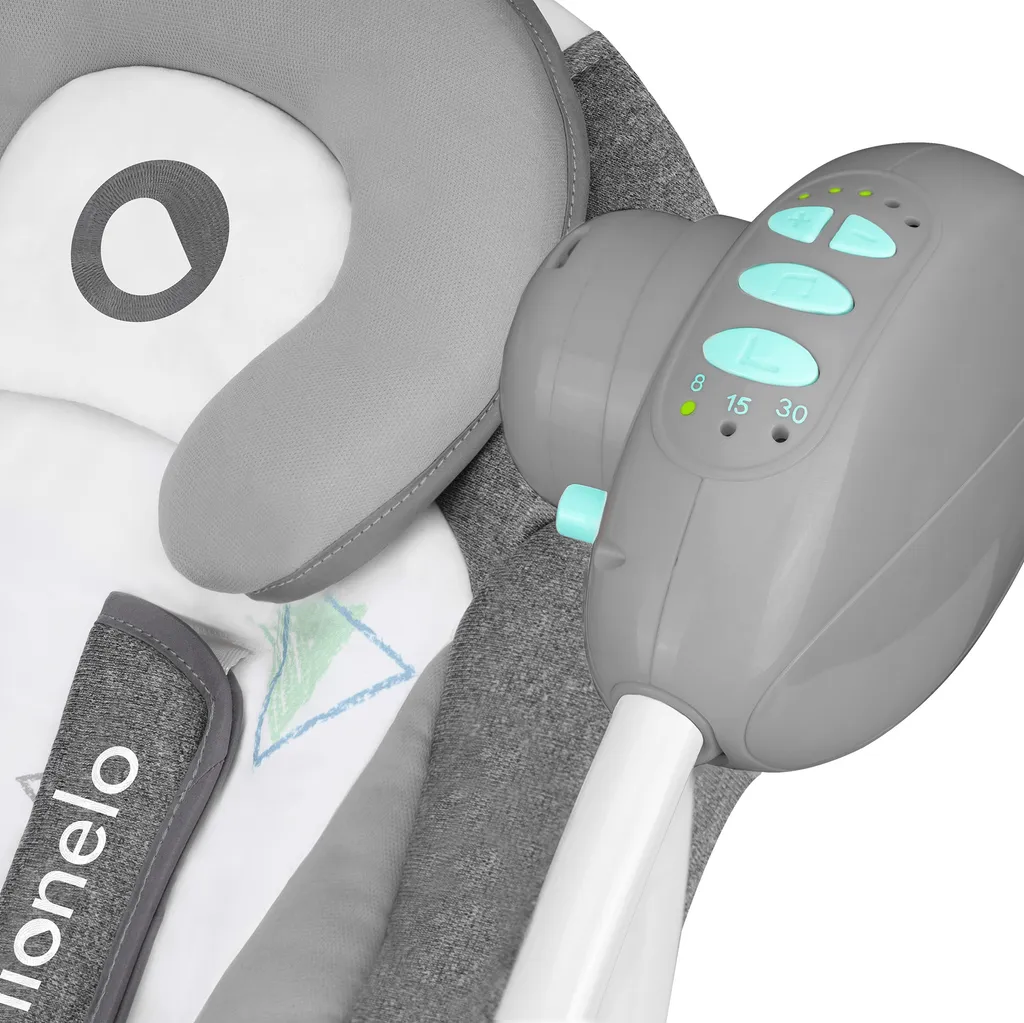 Lionelo Ruben Baby Wippe Babyschaukel Elektrisch Mit Liegefunktion Von 0 Bis 9 Kg Moskitonetz Kuscheltierbügel Dunkelgrau-Türkis 9 Lionelo Ruben Baby Wippe Babyschaukel Elektrisch Mit Liegefunktion Von 0 Bis 9 Kg Moskitonetz Kuscheltierbügel Dunkelgrau-Türkis – Bild 9
