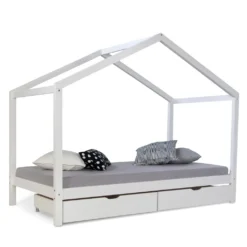 Homestyle4u 2075, Kinderbett Inklusive Matratze Hausbett 90x200 Cm Kinderhaus Spielbett Holzbett Weiß Bettkasten -Babyfreude Deutschland Verkaufs-Shop 159e9c56abeb42f84c80c4d25e18468d