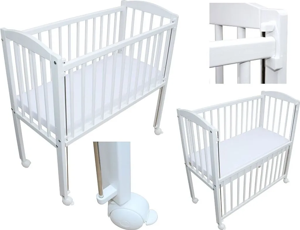 Beistellbett Babybett 90x40 Cm Mit Matratze Und Räder Höhenverstellbar Weiss 2 Beistellbett Babybett 90x40 Cm Mit Matratze Und Räder Höhenverstellbar Weiss – Bild 2