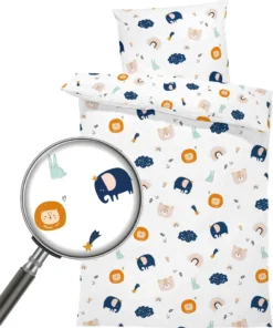 Baby Bettwäsche Set 90 X 120 Cm - Kinderbettwäsche Babybettwäsche Mit Kissenbezug 60x40 Aus Baumwolle Regenbogenmotiv