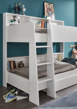 Relita Etagenbett SWAY Mit 2 X Liegeflächen 90x200 Cm, Inkl. Bodenplatte Und Regalen, Ausführung Spanplatte WeißNachbildung -Babyfreude Deutschland Verkaufs-Shop 16527cc1dc3e573ed5a9b4f78fc0d899