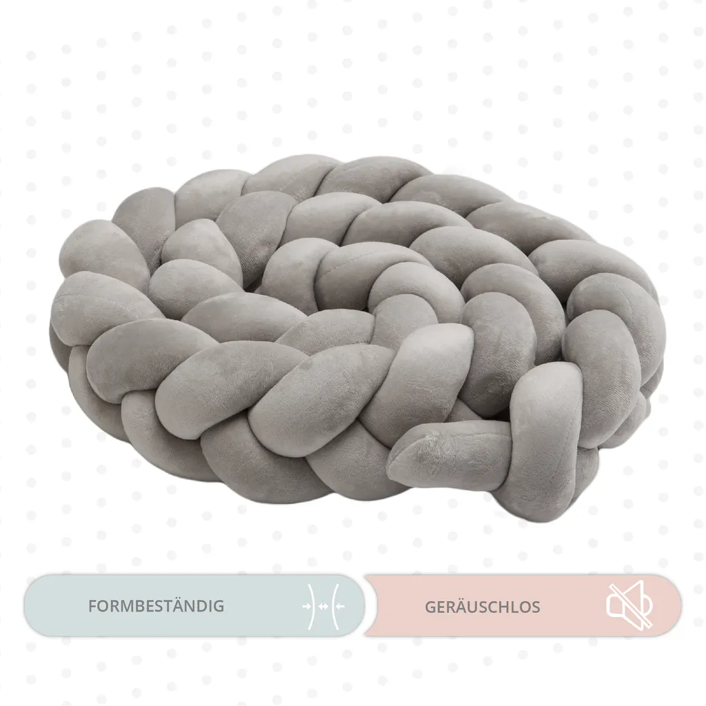 Bettschlange 2,2 M Baby Geflochten Bettumrandung - Bettrolle Für Babybett Nestchen Schlange Nestchenschlange 220cm (Grau, 220 Cm) 3 Bettschlange 2,2 M Baby Geflochten Bettumrandung - Bettrolle Für Babybett Nestchen Schlange Nestchenschlange 220cm (Grau, 220 Cm) – Bild 3