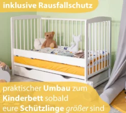 Alcube® Mitwachsendes Babybett 60 X 120 Cm Mit Schublade Gitterbett 120x60 Kiefernholz Zum Kinderbett Umbaubar In Weiß -Babyfreude Deutschland Verkaufs-Shop 1bbafb076f26f4c52f8040d5003848e4