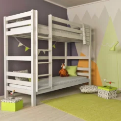 Bubema Jona Kinder Etagenbett / Hochbett Buche Massiv, Natur Oder Weiß Lackiert : Weiß Lackiert