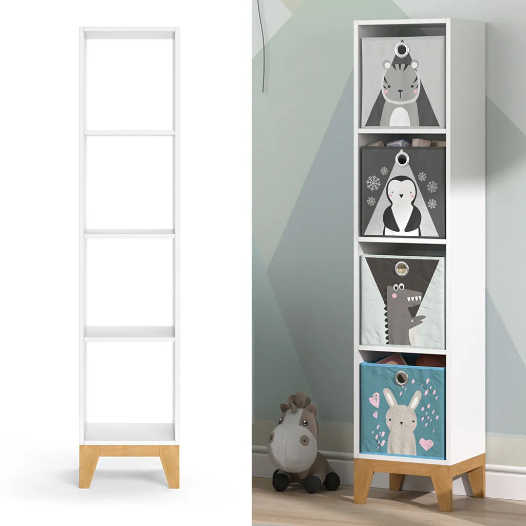 VitaliSpa Kinderregal Hochregal Würfelregal Malia Weiß Eiche Modern 35x160 Cm Kinderzimmer Regal Kindermöbel Ablage Fach Spielzeugaufbewahrung Spielzeugablage Kinderkleidung 1 VitaliSpa Kinderregal Hochregal Würfelregal Malia Weiß Eiche Modern 35x160 Cm Kinderzimmer Regal Kindermöbel Ablage Fach Spielzeugaufbewahrung Spielzeugablage Kinderkleidung