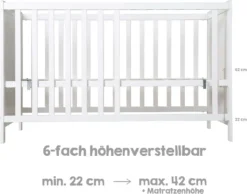 Roba Beistellbett, Weiß, Höhenverstellbar, 5 Schlupfsprossen, Inkl. Lattenrost, 60 X 120 Cm 12 Roba Beistellbett, Weiß, Höhenverstellbar, 5 Schlupfsprossen, Inkl. Lattenrost, 60 X 120 Cm -Babyfreude Deutschland Verkaufs-Shop 22e156e83347da3ab57aa32962b94026
