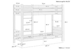 Hochbett Mit Überlänge 80x220 Etagenbett Kiefer Weiß Nische 100 Zubehör Wählbar V-60.16-08-220Wohne Zubehör -Babyfreude Deutschland Verkaufs-Shop 2965eb42f70eed71d987cbbc19561b91