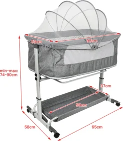 WYCTIN Beistellbett Mit Matratze Babybett Babywiege Reisebett Faltbar Stubenwagen Höhenverstellbar Mit Rollen Moskitonetz -Babyfreude Deutschland Verkaufs-Shop 2c1422f54310903e17cbf542134aa238