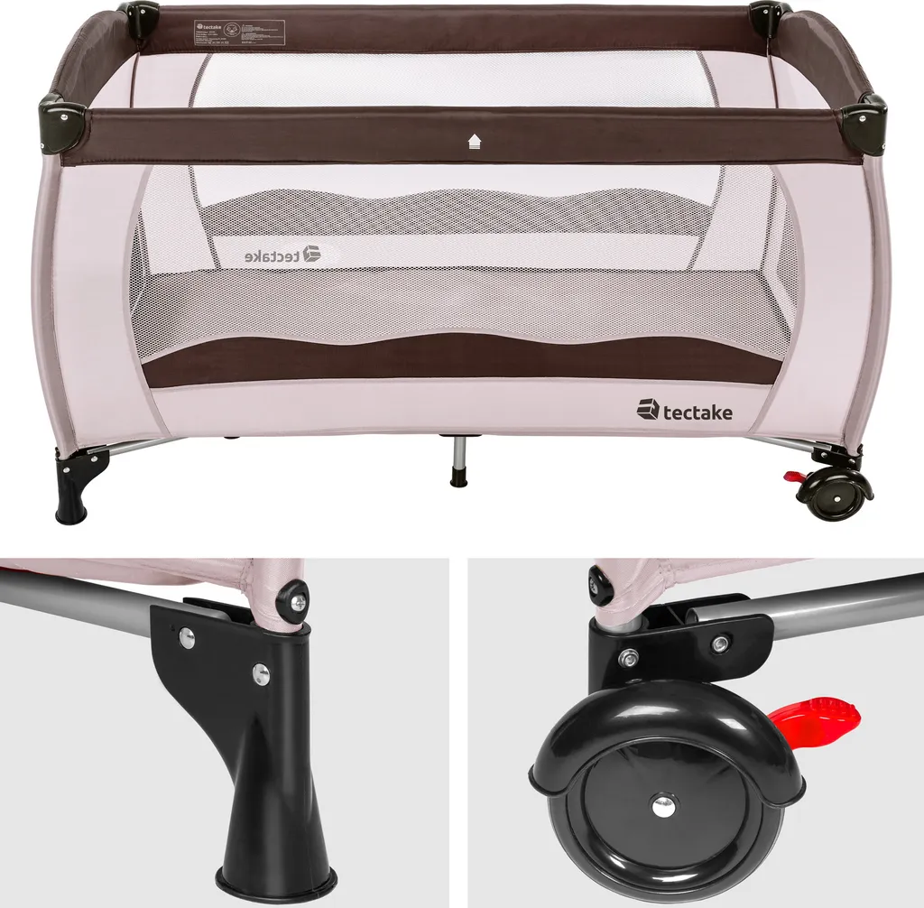 Tectake Kinderreisebett 126x65x80cm Mit Transporttasche - Coffee 2 Tectake Kinderreisebett 126x65x80cm Mit Transporttasche - Coffee – Bild 2
