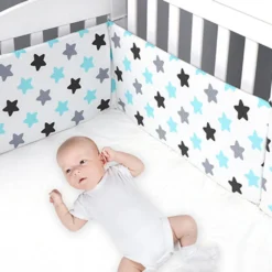 Baby Bettumrandung Nestchen Babybett Umrandungen Bettnestchen Kopfschutz Für Kinderbett Beistellbett Gitterbett 130x30 Cm (Weiß)