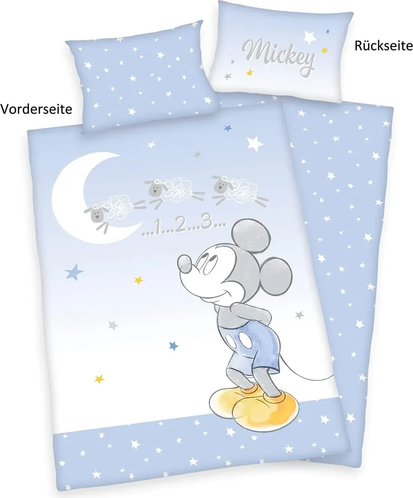 Herding "Mickey Mouse ( Disney )" Bettwäsche / Babybettwäsche / Kleinkinderbettwäsche, 100% Baumwolle ( Linon ), 40x60 Cm + 100x135 Cm 2 Herding "Mickey Mouse ( Disney )" Bettwäsche / Babybettwäsche / Kleinkinderbettwäsche, 100% Baumwolle ( Linon ), 40x60 Cm + 100x135 Cm – Bild 2