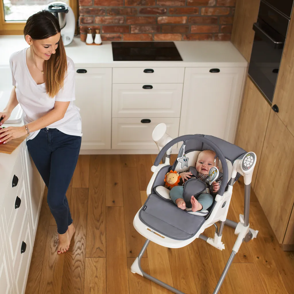 Lionelo Niles 2in1 Hochstuhl Baby Und Baby Wippe Bis 20 Kg Mobile App Steuerung Verstellbare Rückenlehne Und Tablett Grau 3 Lionelo Niles 2in1 Hochstuhl Baby Und Baby Wippe Bis 20 Kg Mobile App Steuerung Verstellbare Rückenlehne Und Tablett Grau – Bild 3