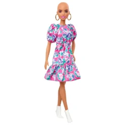 Barbie Fashionistas Puppe (Glatze) Mit Blumenkleid, Anziehpuppe, Modepuppe