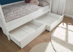 Juletta Hausbett Kinderbett Aus Massiver Kiefer Inkl. Rollrost 90x200 Cm Weiß, Auszug:mit 2x Bettschubkasten -Babyfreude Deutschland Verkaufs-Shop 32255e08ae801e052be5735942a9b53c