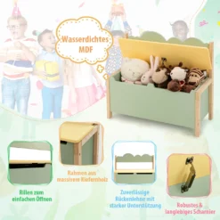 COSTWAY Spielzeugtruhe Mit Deckel, 2 In 1 Spielzeugschrank Und Sitzbank Mit Rücklehne, Mit Großem Stauraum Aus Holz, Spielzeugkiste Grün 60 X 26 X 50cm 10 COSTWAY Spielzeugtruhe Mit Deckel, 2 In 1 Spielzeugschrank Und Sitzbank Mit Rücklehne, Mit Großem Stauraum Aus Holz, Spielzeugkiste Grün 60 X 26 X 50cm -Babyfreude Deutschland Verkaufs-Shop 341ba745d76f1603a7162336dcd1782e