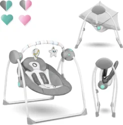 Lionelo Ruben Baby Wippe Babyschaukel Elektrisch Mit Liegefunktion Von 0 Bis 9 Kg Moskitonetz Kuscheltierbügel Dunkelgrau-Türkis