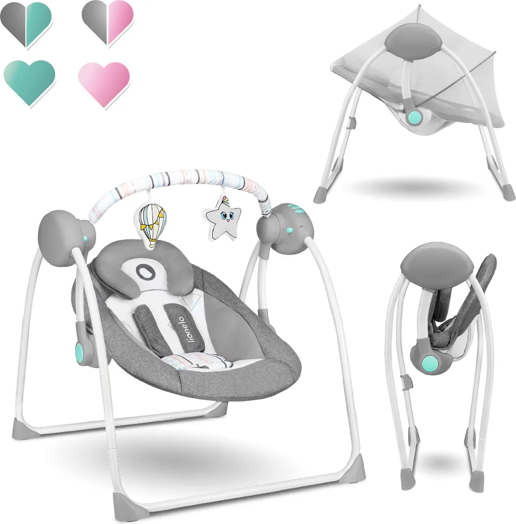 Lionelo Ruben Baby Wippe Babyschaukel Elektrisch Mit Liegefunktion Von 0 Bis 9 Kg Moskitonetz Kuscheltierbügel Dunkelgrau-Türkis 1 Lionelo Ruben Baby Wippe Babyschaukel Elektrisch Mit Liegefunktion Von 0 Bis 9 Kg Moskitonetz Kuscheltierbügel Dunkelgrau-Türkis