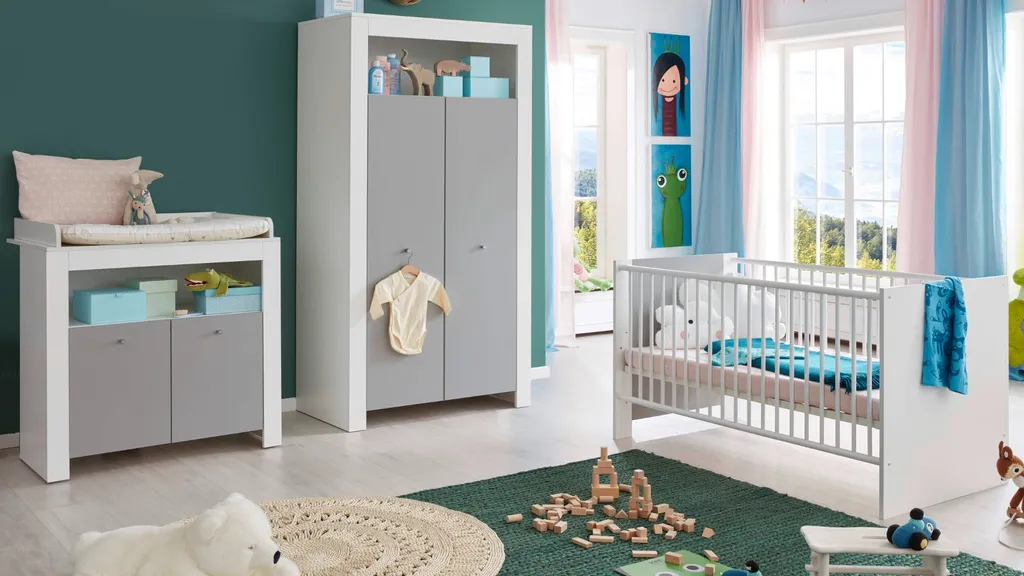 Trendteam Babyzimmer 4-teilige Kombination Pia Weiß Melamin/Lichtgrau Melamin 3 Trendteam Babyzimmer 4-teilige Kombination Pia Weiß Melamin/Lichtgrau Melamin – Bild 3