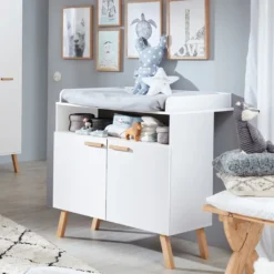 Trendteam Babyzimmer Wickelkommode Mats Weiß Melamin 96 X 105 X 78 Cm
