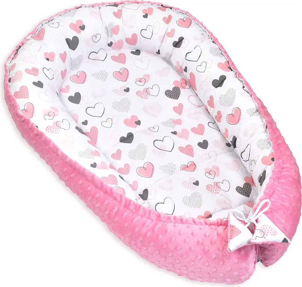 PIMKO Babynest 2seitig Minky Babynestchen Für Baby Kuschelnest Babykokon Für Säuglinge Und Neugeborene Babykissen Für Zuhause 55 X 90 Cm - ROSA Herzen 1 PIMKO Babynest 2seitig Minky Babynestchen Für Baby Kuschelnest Babykokon Für Säuglinge Und Neugeborene Babykissen Für Zuhause 55 X 90 Cm - ROSA Herzen