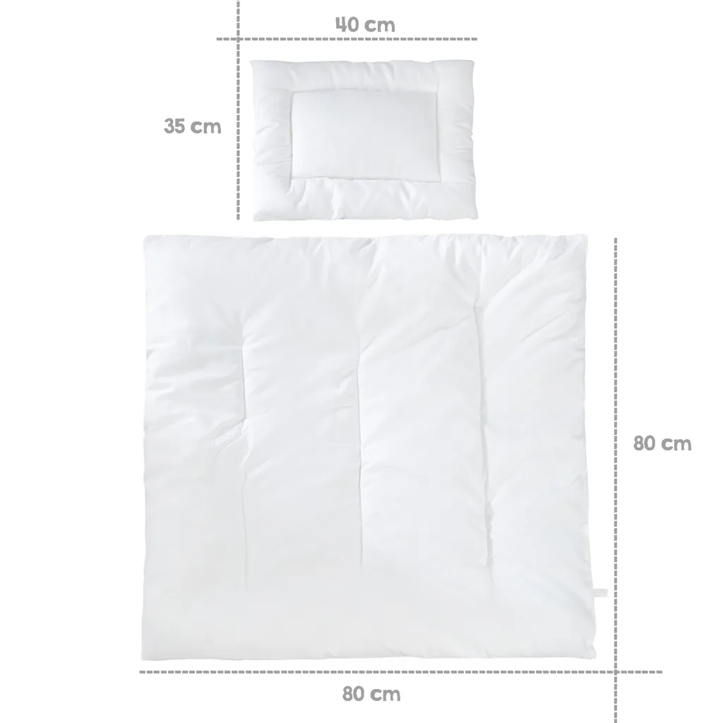 Roba Kindersteppbett, Ganzjahres Wiegenset (Inlett), Weiß, Decke 80 X 80 Cm Und Kissen 40 X 35 Cm 3 Roba Kindersteppbett, Ganzjahres Wiegenset (Inlett), Weiß, Decke 80 X 80 Cm Und Kissen 40 X 35 Cm – Bild 3