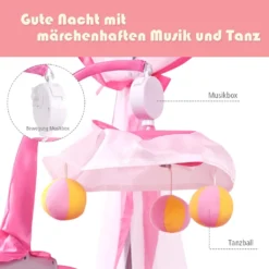 COSTWAY 4 In 1 Reisebett & Wickeltisch & Kinderbett & Laufstall Klappbar, 125x65x76cm, 2 Ebenen Babybett Mit Spielbogen, Musikbox, Wickelauflage, Baldachin Und Transporttasche (Rosa) -Babyfreude Deutschland Verkaufs-Shop 3d96da8f17b4bec0b7e14f16f056e1eb