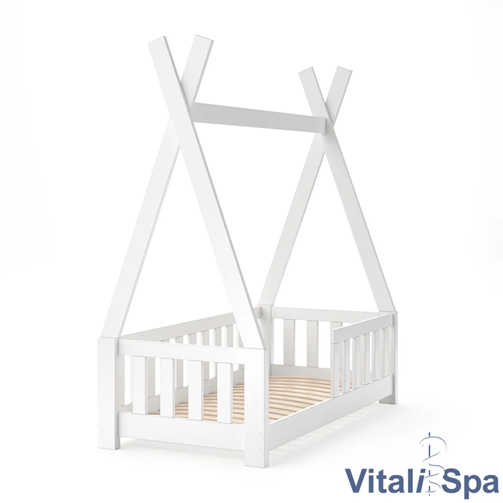 VitaliSpa Kinderbett Tipi Weiß 148 X 166 X 76 Cm Massivholz 2 VitaliSpa Kinderbett Tipi Weiß 148 X 166 X 76 Cm Massivholz – Bild 2
