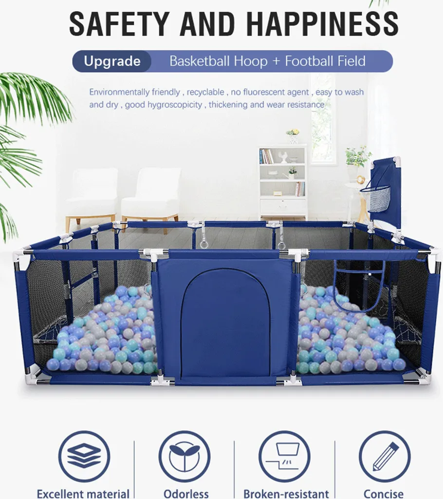 Kimbosmart Laufgitter Laufstall Baby Absperrgitter Krabbelgitter Spielstall Spielstall Groß Blau 3 Kimbosmart Laufgitter Laufstall Baby Absperrgitter Krabbelgitter Spielstall Spielstall Groß Blau – Bild 3