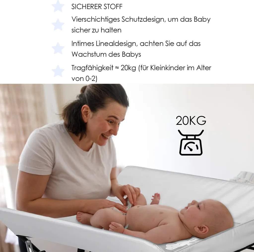 EINFEBEN Baby Wickeltisch Mulde Badewanne Höhenverstellbare Klappbar Wickelkommode Klappbarer Höhenverstellbarer Mit Auflage Mit Abschließbaren Rädern Sicherheitsgurt 4 EINFEBEN Baby Wickeltisch Mulde Badewanne Höhenverstellbare Klappbar Wickelkommode Klappbarer Höhenverstellbarer Mit Auflage Mit Abschließbaren Rädern Sicherheitsgurt – Bild 4