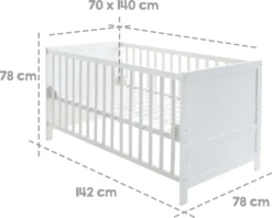 Roba Kombi-Kinderbett, 70 X 140 Cm, Weiß, 3-fach Verstellbar, Schlupfstäbe, Umbaubar Zum Juniorbett -Babyfreude Deutschland Verkaufs-Shop 45510c9ab07e87424733ab62e6744e22
