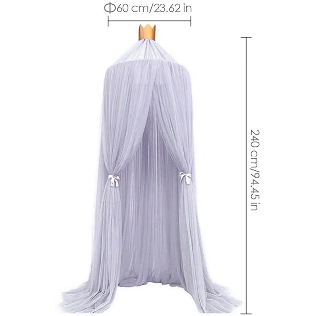 Kinderzimmer Kuppelnetz Gaze Zelt Bettnetz, Moskitonetz, Grau, Mit Leuchtenden Lichterketten 7 Kinderzimmer Kuppelnetz Gaze Zelt Bettnetz, Moskitonetz, Grau, Mit Leuchtenden Lichterketten – Bild 7