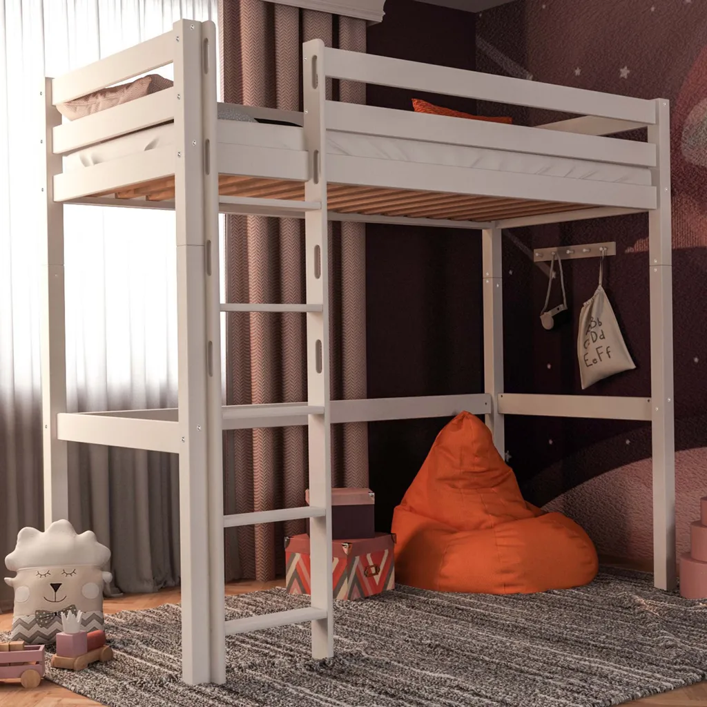 Bubema Mika Hochbett Buche Massiv, Natur Oder Weiß Lackiert, 90 X 200 Cm : Buche, Weiß Lackiert 1 Bubema Mika Hochbett Buche Massiv, Natur Oder Weiß Lackiert, 90 X 200 Cm : Buche, Weiß Lackiert