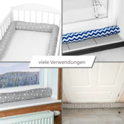 Bettschlange 300 Cm Nestchenschlange Für Baby Bettrolle 3m Bettumrandung Babybettschlange Grau Mit Weißen Sternen -Babyfreude Deutschland Verkaufs-Shop 4896231d47d0f94aea08f51aa1da5dbf
