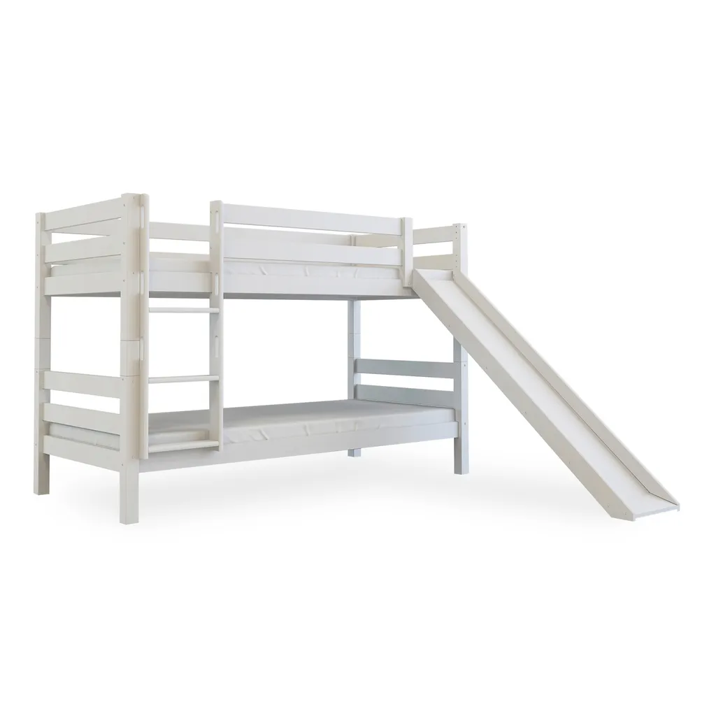 Bubema Malu Kinder Etagenbett / Hochbett, Buche Massiv, Mit Oder Ohne Rutsche, Natur Oder Weiß : Weiß Lackiert : Mit Rutsche 2 Bubema Malu Kinder Etagenbett / Hochbett, Buche Massiv, Mit Oder Ohne Rutsche, Natur Oder Weiß : Weiß Lackiert : Mit Rutsche – Bild 2