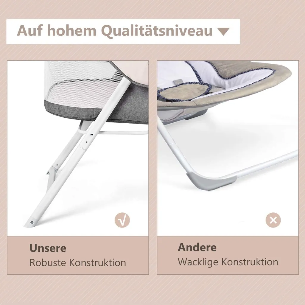 COSTWAY Stubenwagen Beistellbett Baby Babywiege Reisebett Schaukelwiege Mit Transporttasche Und Matratze Faltbar Klappbar Tragbar (grau) 6 COSTWAY Stubenwagen Beistellbett Baby Babywiege Reisebett Schaukelwiege Mit Transporttasche Und Matratze Faltbar Klappbar Tragbar (grau) – Bild 6