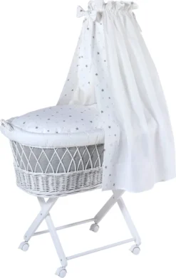 Schardt Stubenwagen Babsi Weiß Lackiert, Sternchen Grau