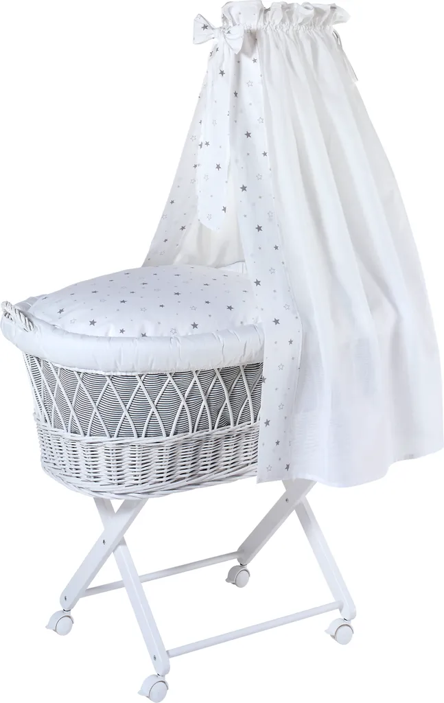 Schardt Stubenwagen Babsi Weiß Lackiert, Sternchen Grau 1 Schardt Stubenwagen Babsi Weiß Lackiert, Sternchen Grau