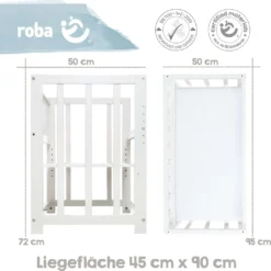 Roba Stubenbett 4 In 1, Beistellbett ‚Adam & Eule‘, Babybett, Wiege & Kinderbank, Weiß 19 Roba Stubenbett 4 In 1, Beistellbett ‚Adam & Eule‘, Babybett, Wiege & Kinderbank, Weiß -Babyfreude Deutschland Verkaufs-Shop 509f65264fffcca1f5bd1c40a8904177