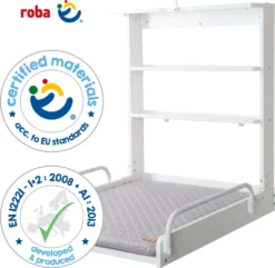 Roba Wandwickelregal, Weiß, Mit Wickelauflage 'roba Style Grau', Klappbar, Platzsparend, 2 Fächer -Babyfreude Deutschland Verkaufs-Shop 50b3f2489905cf9deab9a9c083e0ef17