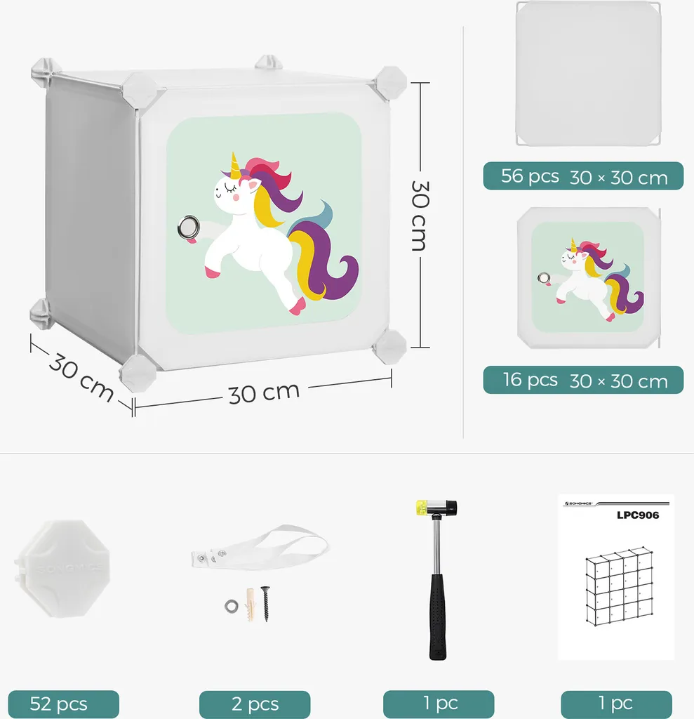 SONGMICS Kleiderschrank, Regalsystem Mit 16 Würfeln, Kinderregale, Chuhregal , Aufbewahrungsschrank Für Kinder, Aus Kunststoff, 123 X 31 X 123 Cm, Weiß LPC906W01 5 SONGMICS Kleiderschrank, Regalsystem Mit 16 Würfeln, Kinderregale, Chuhregal , Aufbewahrungsschrank Für Kinder, Aus Kunststoff, 123 X 31 X 123 Cm, Weiß LPC906W01 – Bild 5