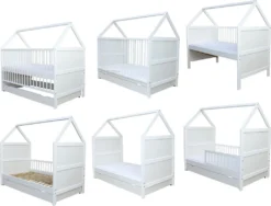 Babybett Kinderbett Bett Haus 140x70 Cm Mit Matratze Schublade Weiss 0 Bis 6 Jahre